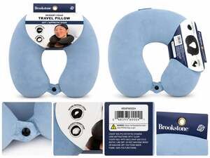Brookstone Memory Foam Travel Pillow Blue